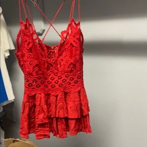 Free people red bralette top